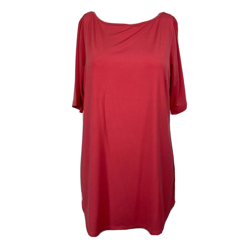 Joan Rivers Shirt Womens Sz S Pink Knit Stretch Short‎ Sleeve Tunic Top Base